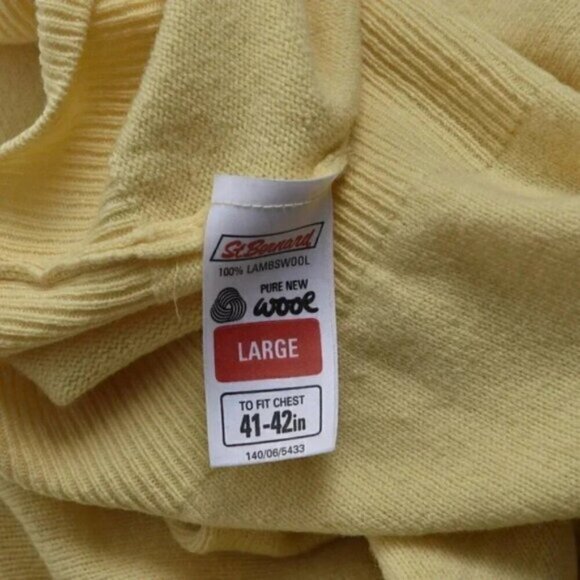 VIntage St. Bernard 100%  Lambswool Yellow Sweater Long Sleeve Size Large - Picture 10 of 14